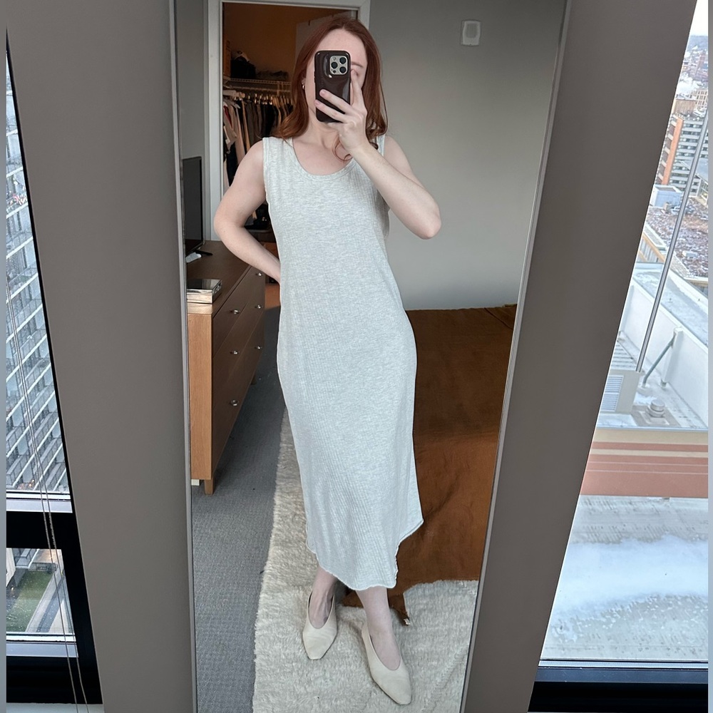 Women's 90s Jersey Knit Sleeveless Textured Dress Heather Grey